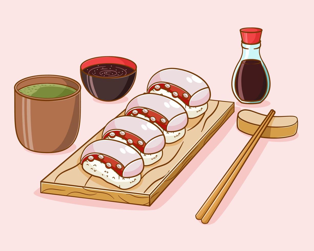 mão desenhado Sushi desenho animado ilustração vetor