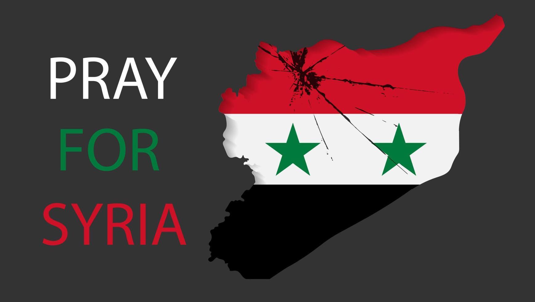 orar para Síria. mapa do Síria dentro cor do nacional bandeira com rachaduras vetor