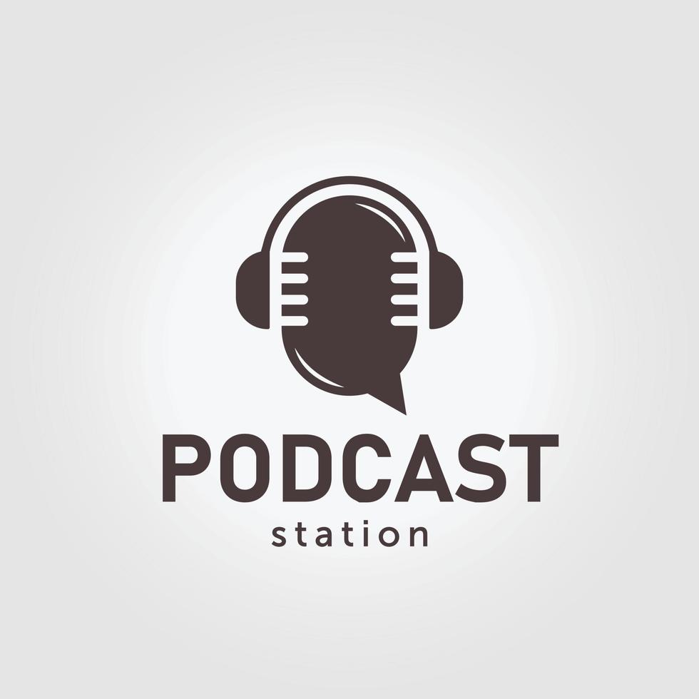 simples microfone podcast com fone de ouvido logotipo ícone Projeto ilustração vetor