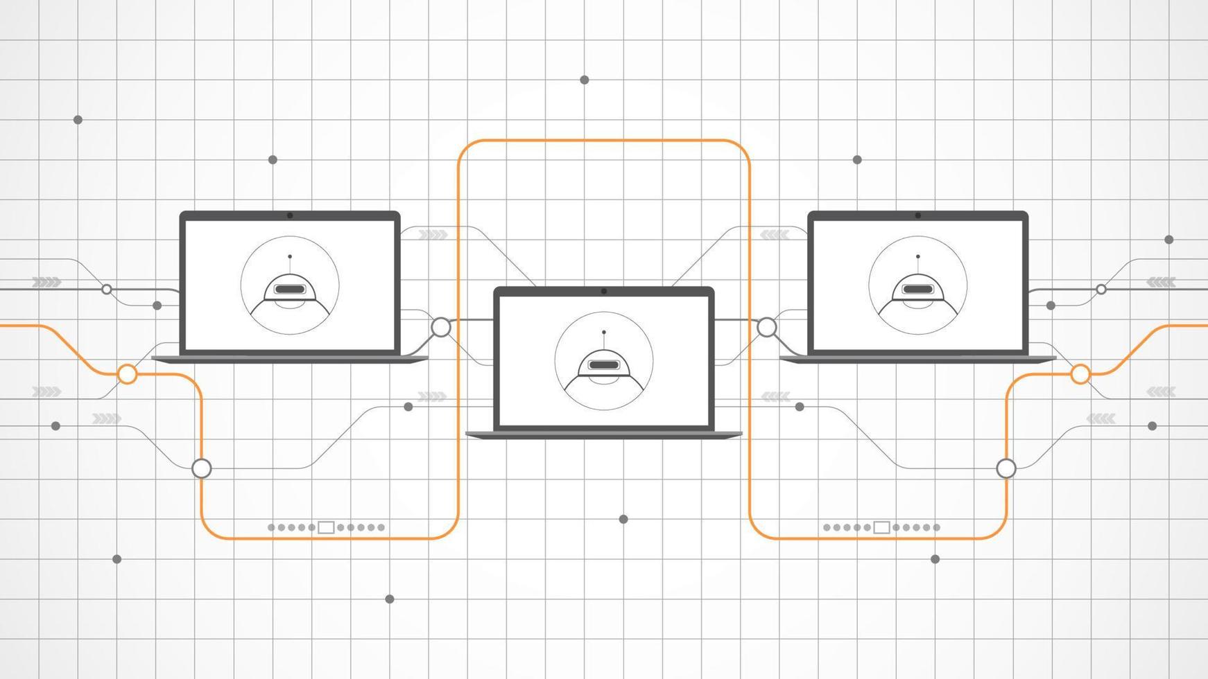 Resumo de fundo de tecnologia portátil. tecnologia de inteligência artificial ai com linha digital, cor de laptop preto, estilo moderno, elemento, ponto, alta tecnologia, vetor. laptop tecnológico para web banner, vetor