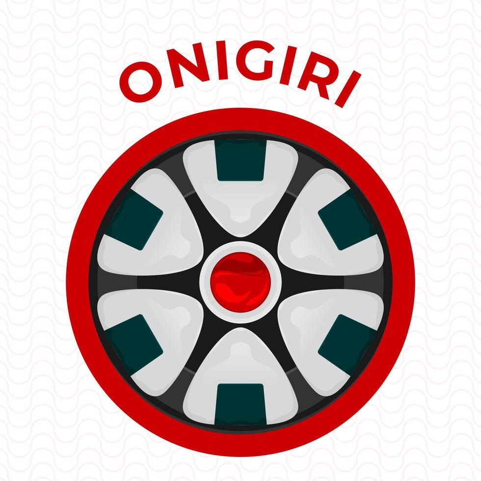 ilustração do onigiri em uma prato vetor