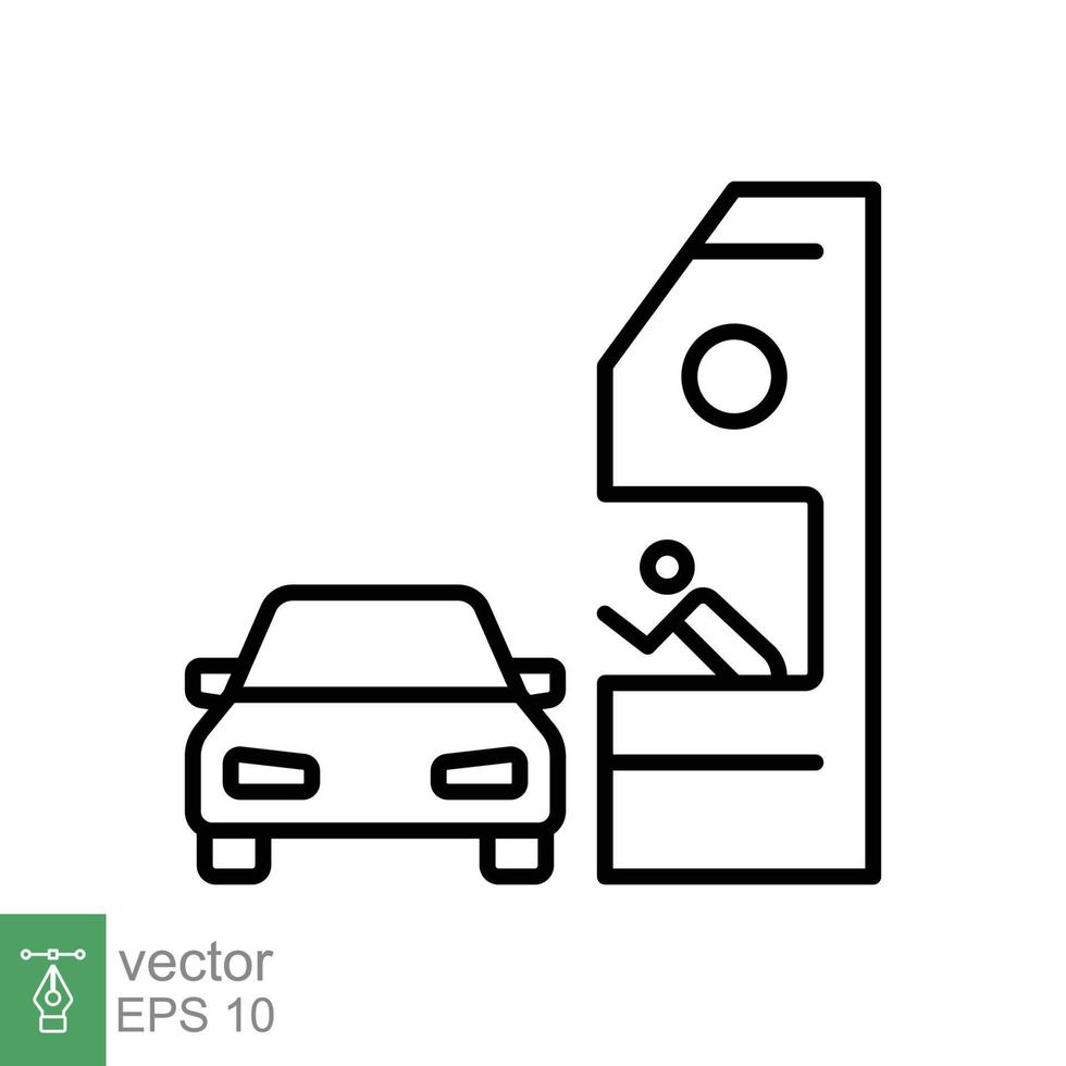 dirigir através linha ícone. simples esboço estilo símbolo para rede, móvel, ui Projeto. através de, janela, carro, restaurante, fazer compras conceito. vetor ilustração isolado em branco fundo. eps 10.