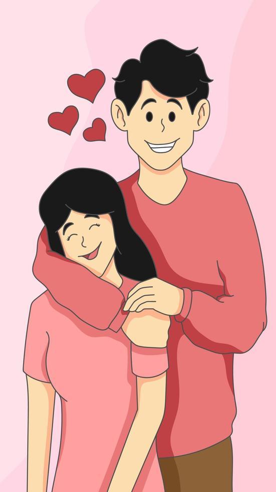 mão desenhado jovem casal vetor ilustração