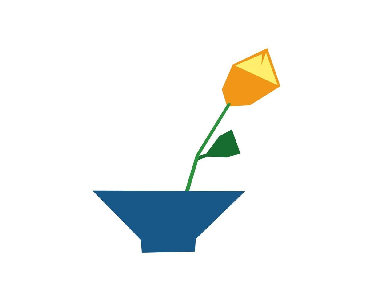 Vector tulipa estilizada na primavera de vaso. geometria flor verão. ilustração arte poligonal. imagem floral decorativa geométrica para cartão de dia dos namorados ou cartaz, banner de férias