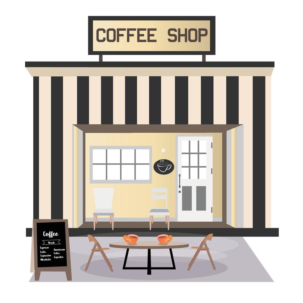 moderno café fazer compras com mobília vetor ilustração