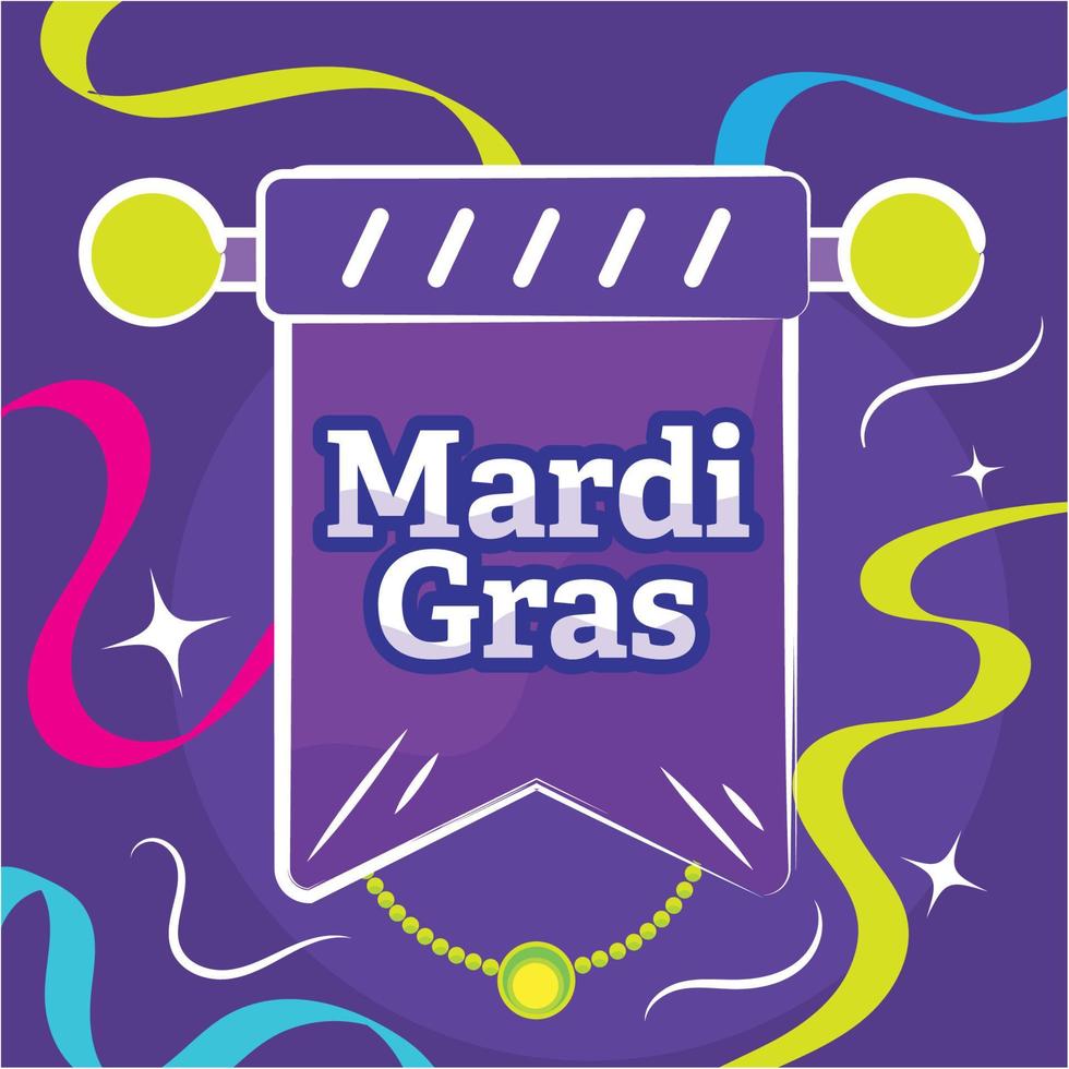 colori mardi gras poster roxa bandeira com texto vetor ilustração