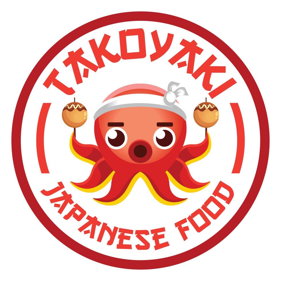 moderno plano Projeto simples minimalista fofa polvo takoyaki mascote personagem logotipo ícone Projeto modelo vetor com moderno ilustração conceito estilo para restaurante, produtos, rótulo, marca, cafeteria, crachá