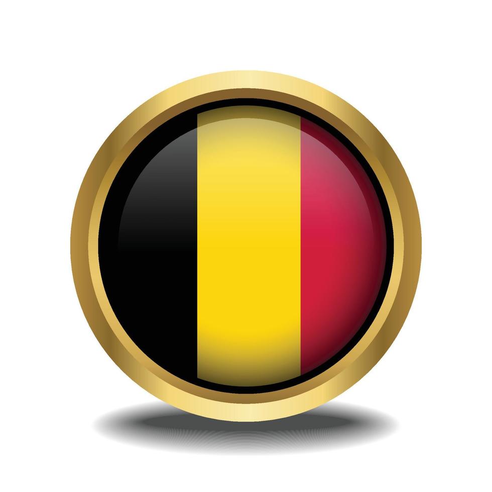 Bélgica bandeira círculo forma botão vidro dentro quadro, Armação dourado vetor