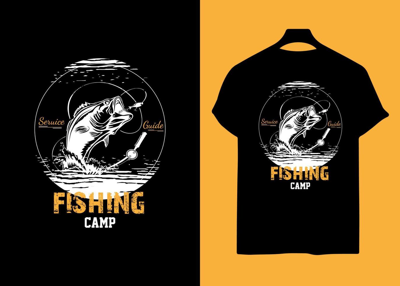 pescaria acampamento retro camiseta Projeto vetor
