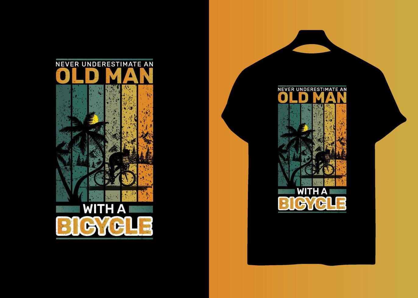 Nunca subestimar a velho homem com uma bicicleta retro camiseta Projeto vetor