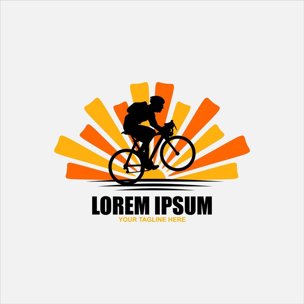 ilustração do ciclista do modelo de logotipo de mountain bike em declive vetor