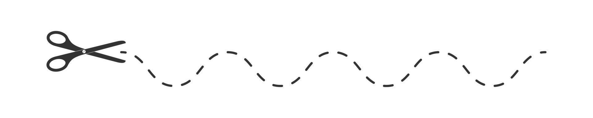 tesouras ícone com acenou pontilhado cortar aqui linha. pictograma para cupom, comprovante, rótulo, papel página vetor