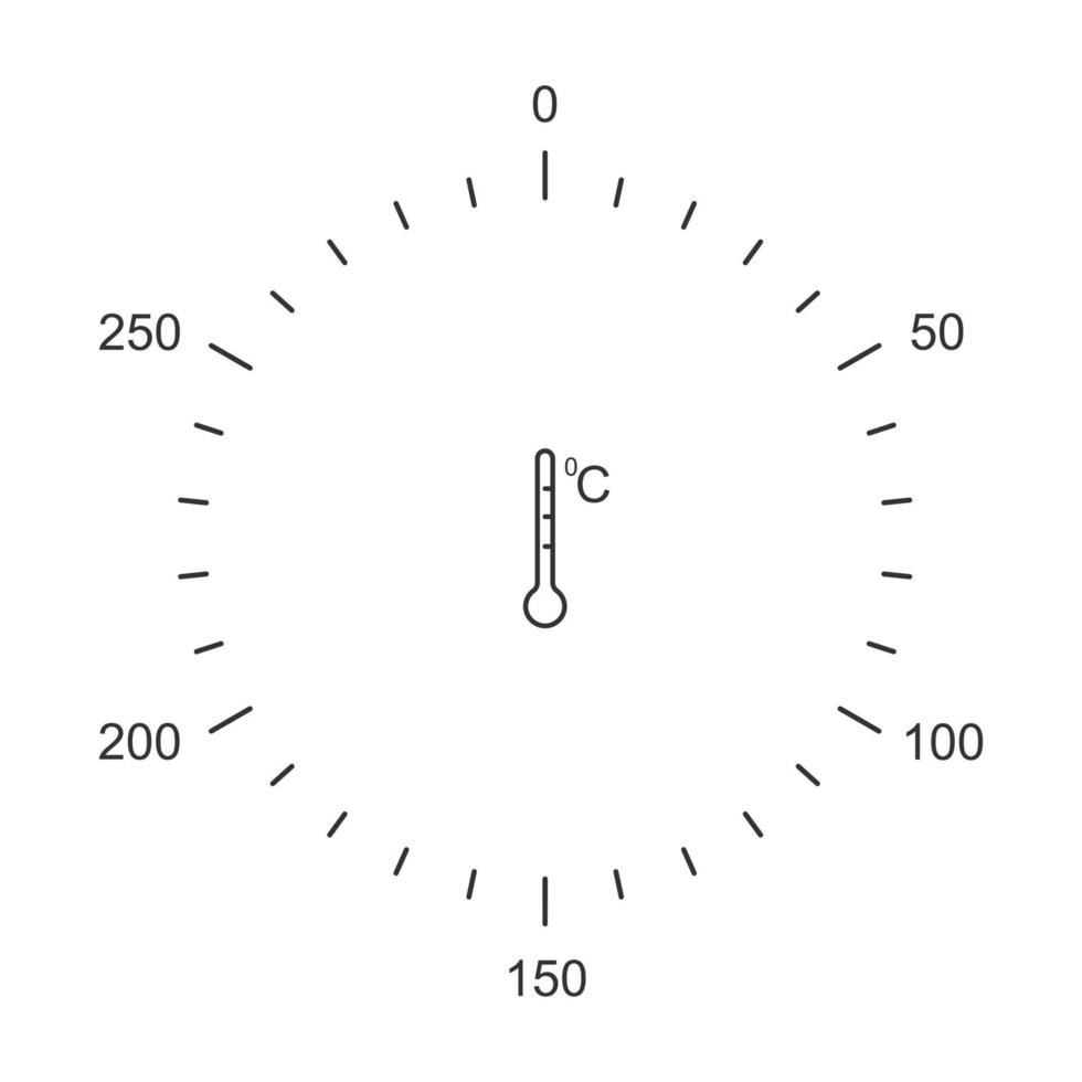 forno discar botão marcação modelo com Celsius temperatura Manômetros e termômetro ícone. cozinhando tema pictograma vetor