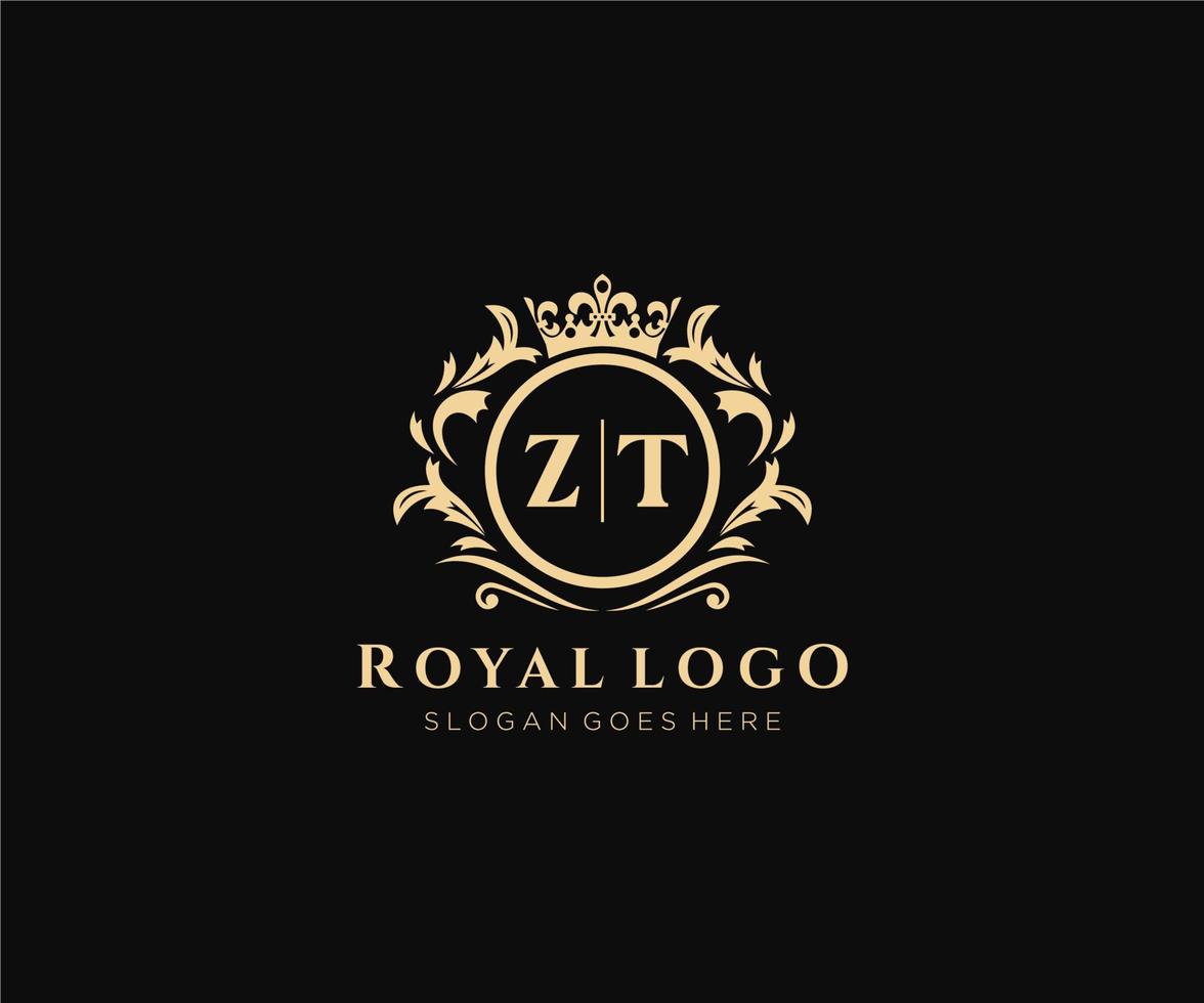 inicial zt carta luxuoso marca logotipo modelo, para restaurante, realeza, butique, cafeteria, hotel, heráldico, joia, moda e de outros vetor ilustração.