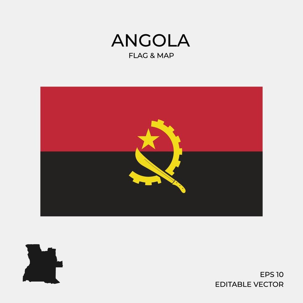 bandeira e mapa de angola vetor