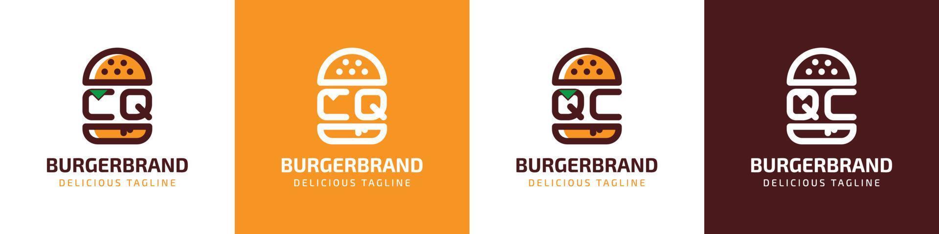 carta cq e qc hamburguer logotipo, adequado para qualquer o negócio relacionado para hamburguer com cq ou qc iniciais. vetor