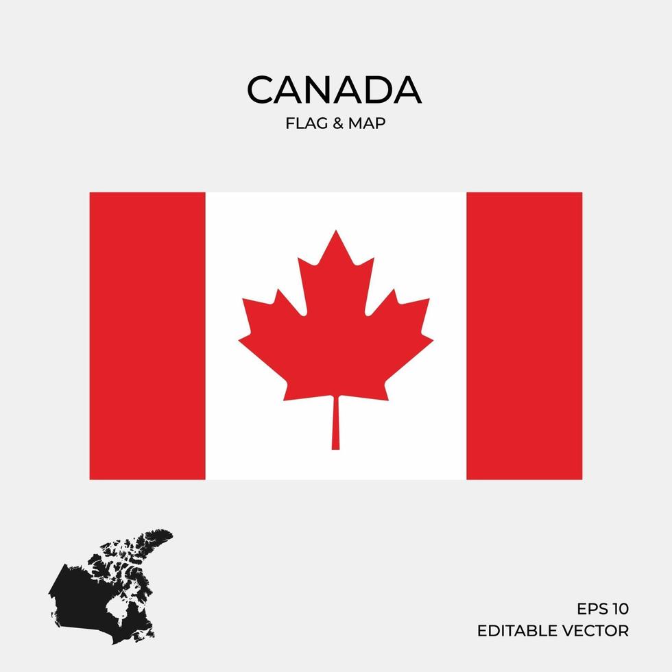 bandeira e mapa do canadá vetor