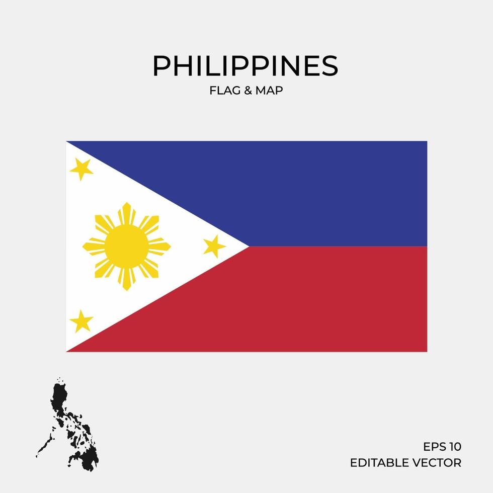 mapa e bandeira das filipinas vetor