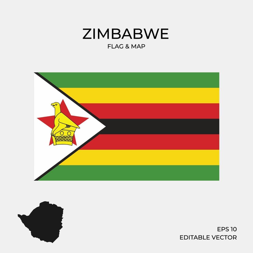 mapa e bandeira de zimbabué vetor
