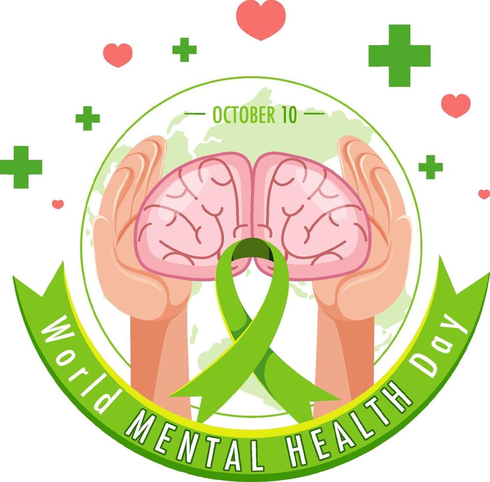 banner ou logotipo do dia mundial da saúde mental isolado no fundo branco vetor