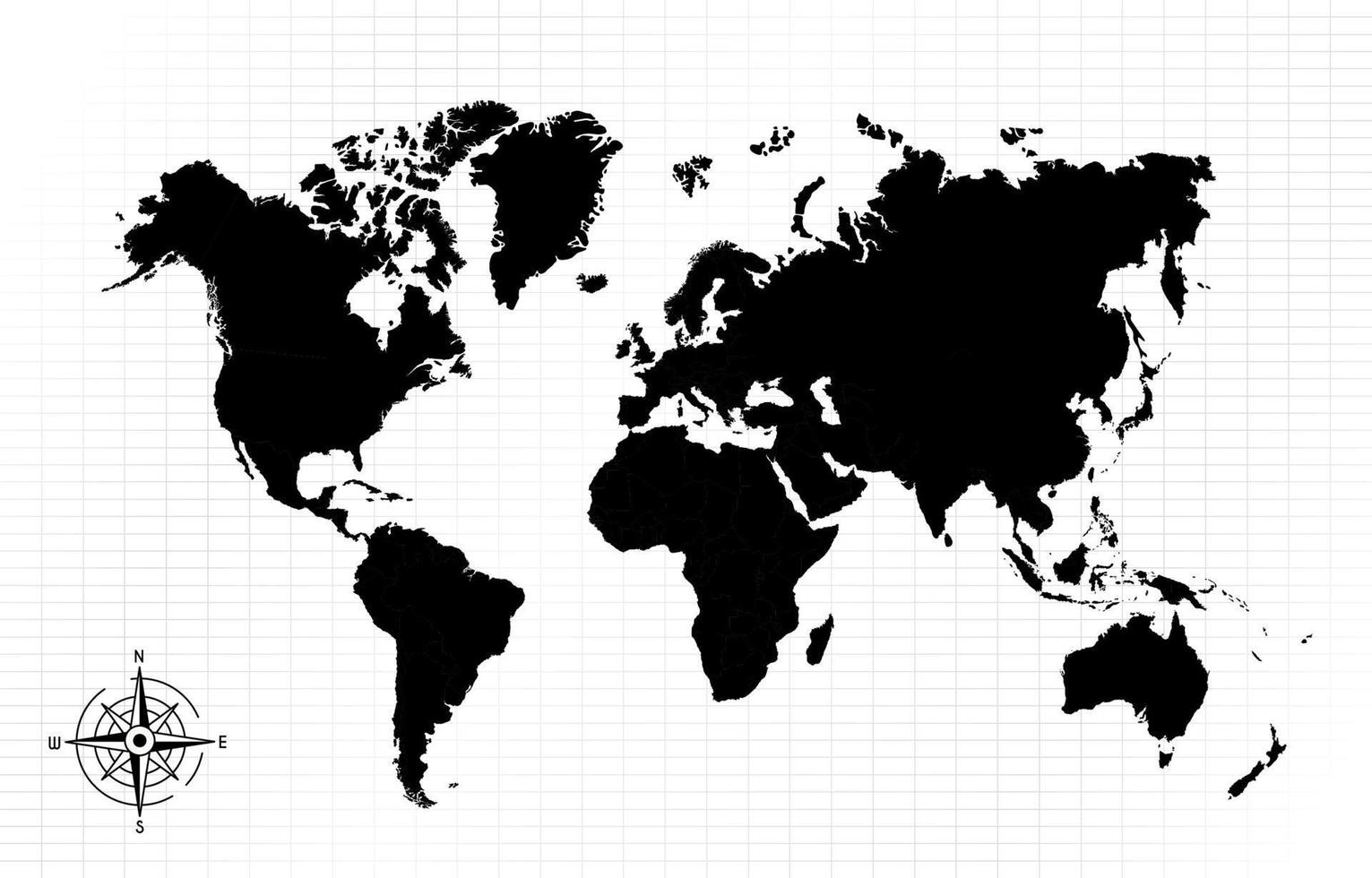 minimalista Preto e branco mundo mapa conceito vetor