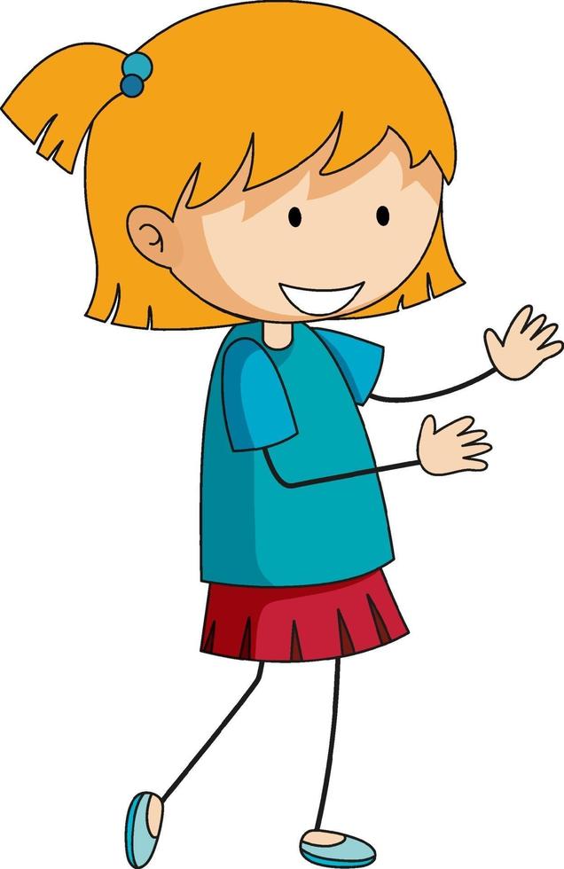 uma garota feliz doodle personagem de desenho animado isolado vetor