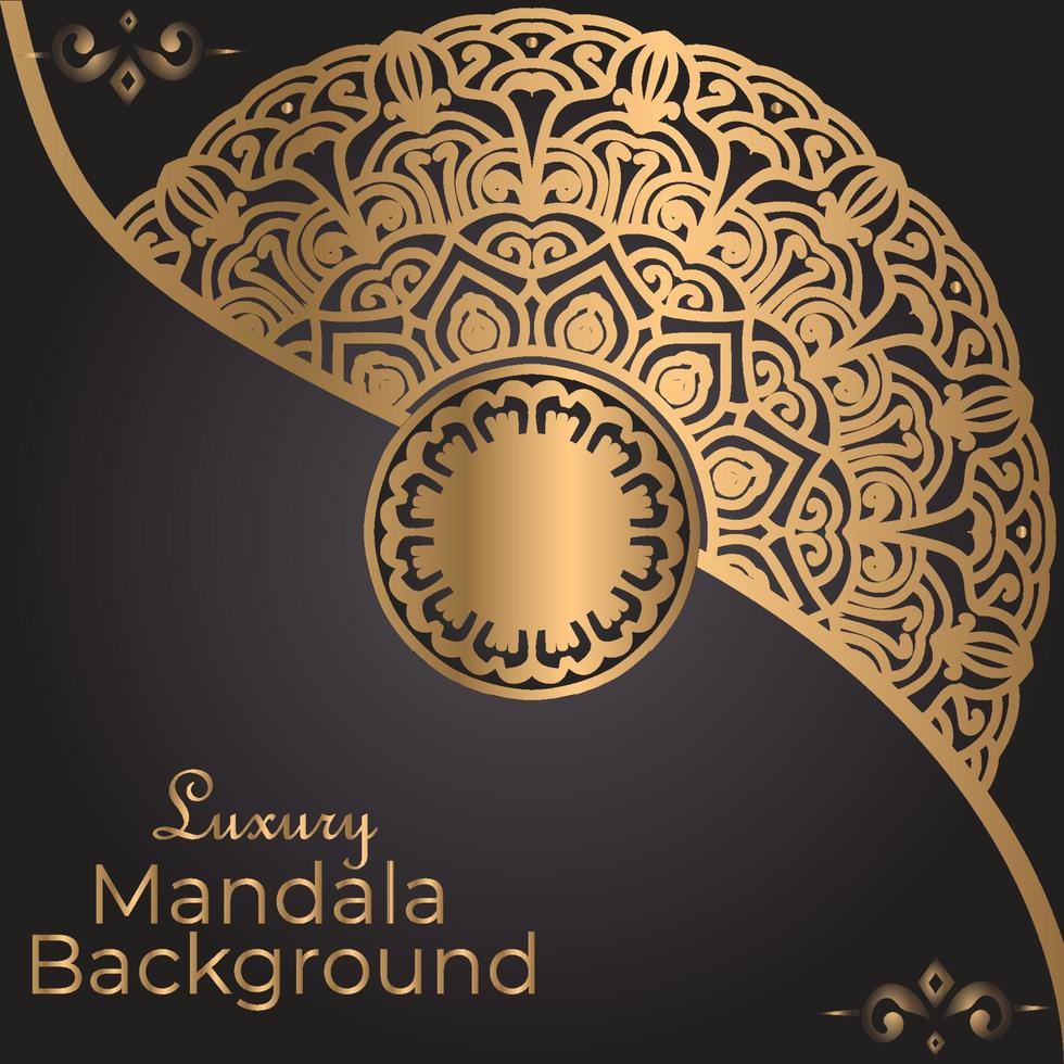 Fundo de desenho de mandala ornamental de luxo na cor ouro vetor