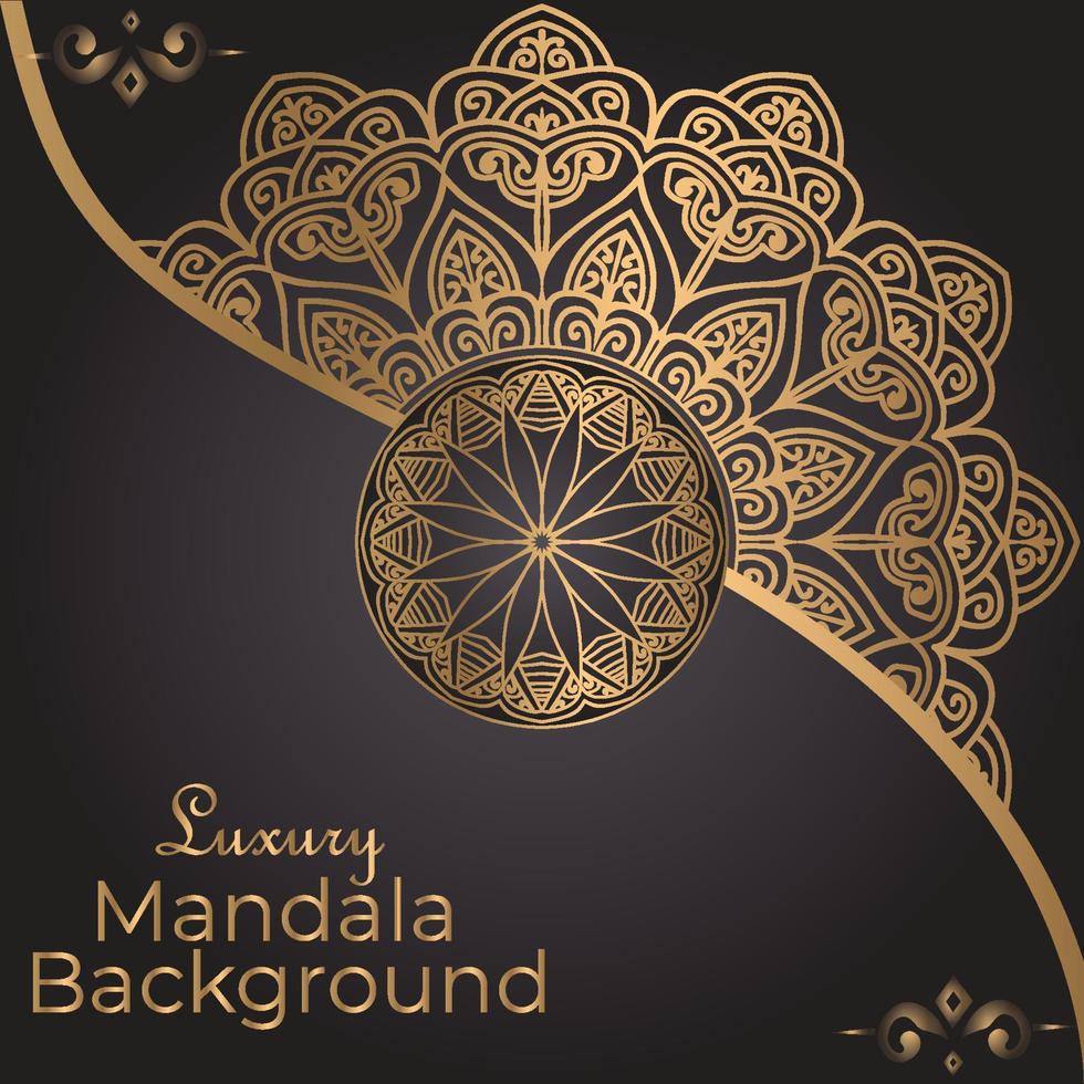 Fundo de desenho de mandala ornamental de luxo na cor ouro vetor