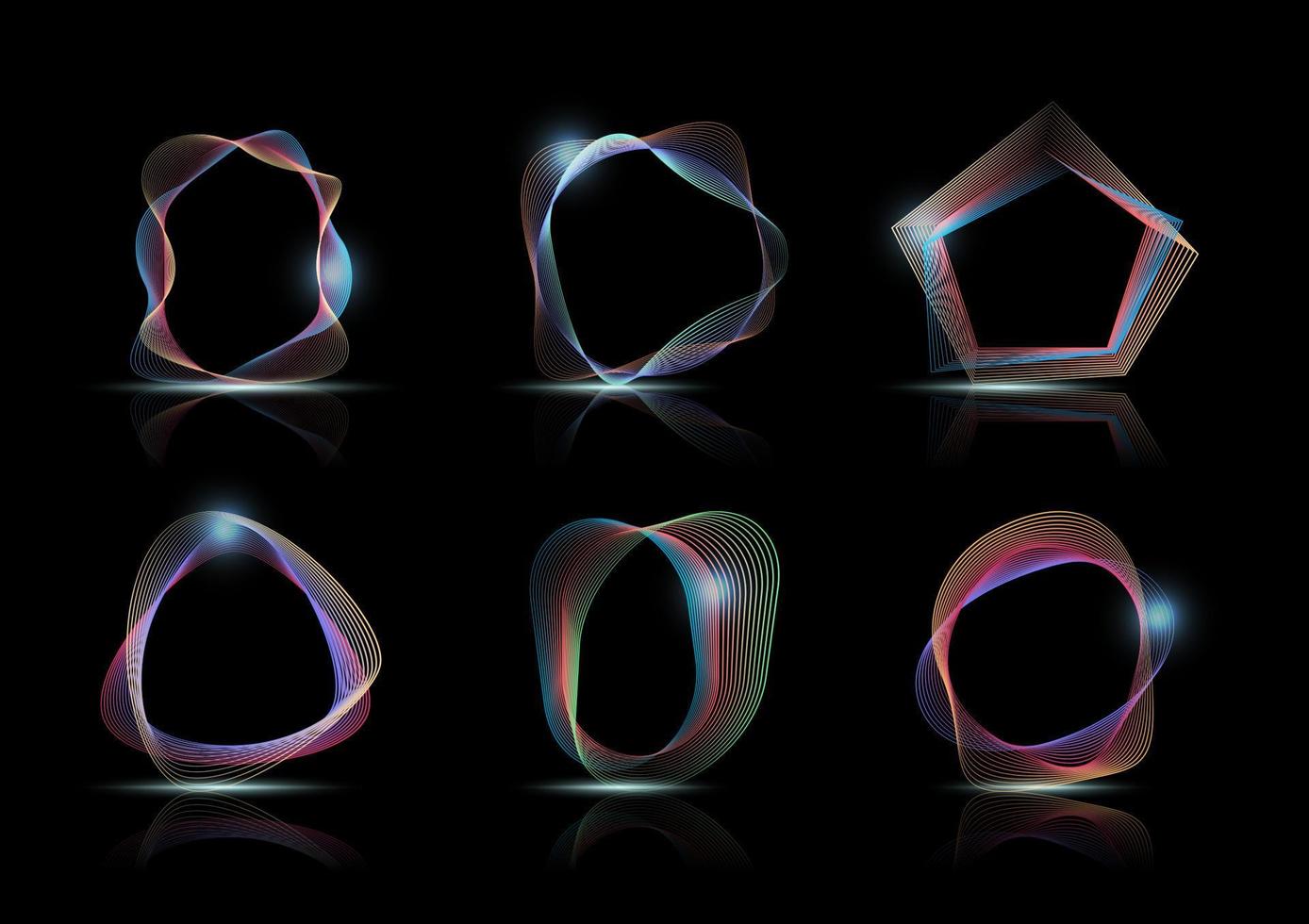 conjunto do brilhando néon cor onda curva forma. vetor ilustração