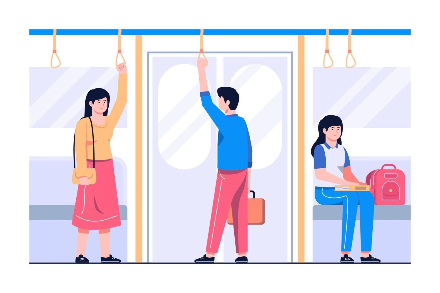 passageiros em ilustração de conceito de vagão de metrô vetor