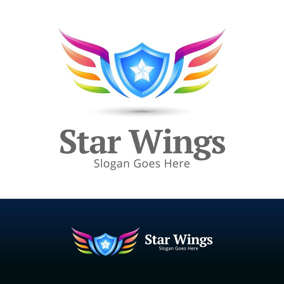 design de conceito de logotipo moderno multicolor star wings vetor