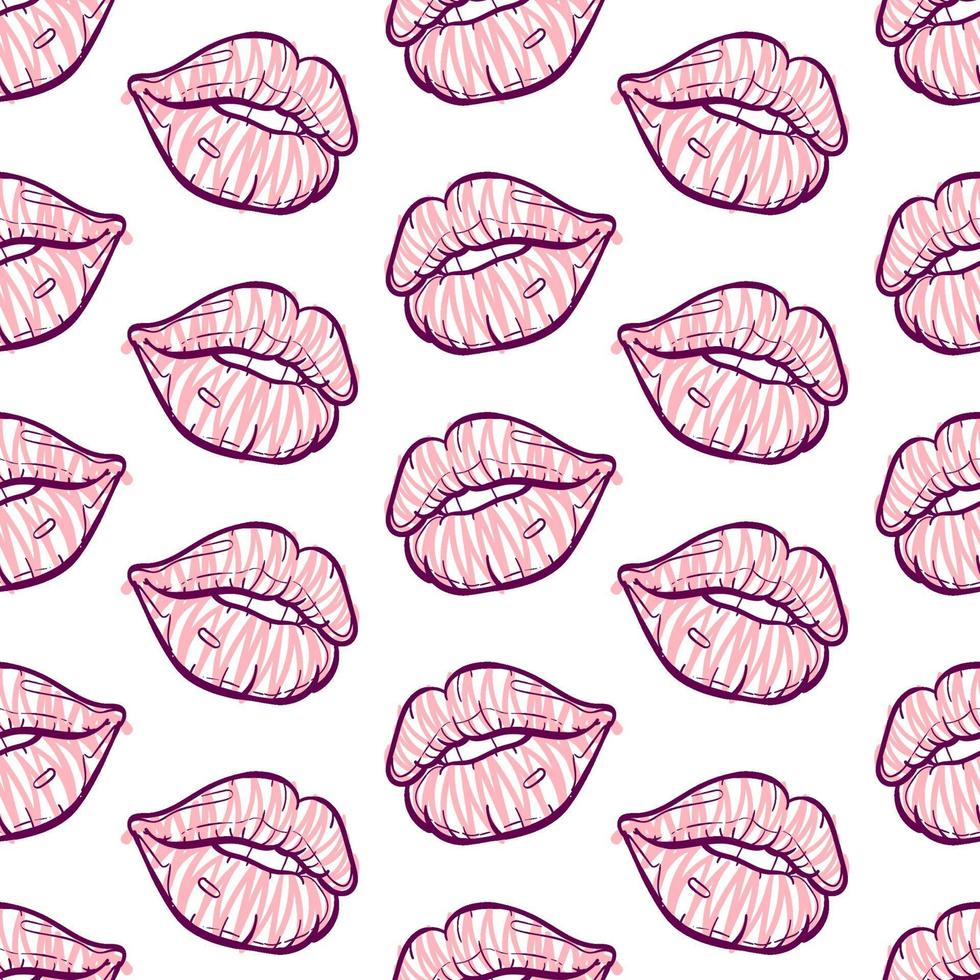 ilustração em vetor padrão sem emenda de lábios cor de rosa