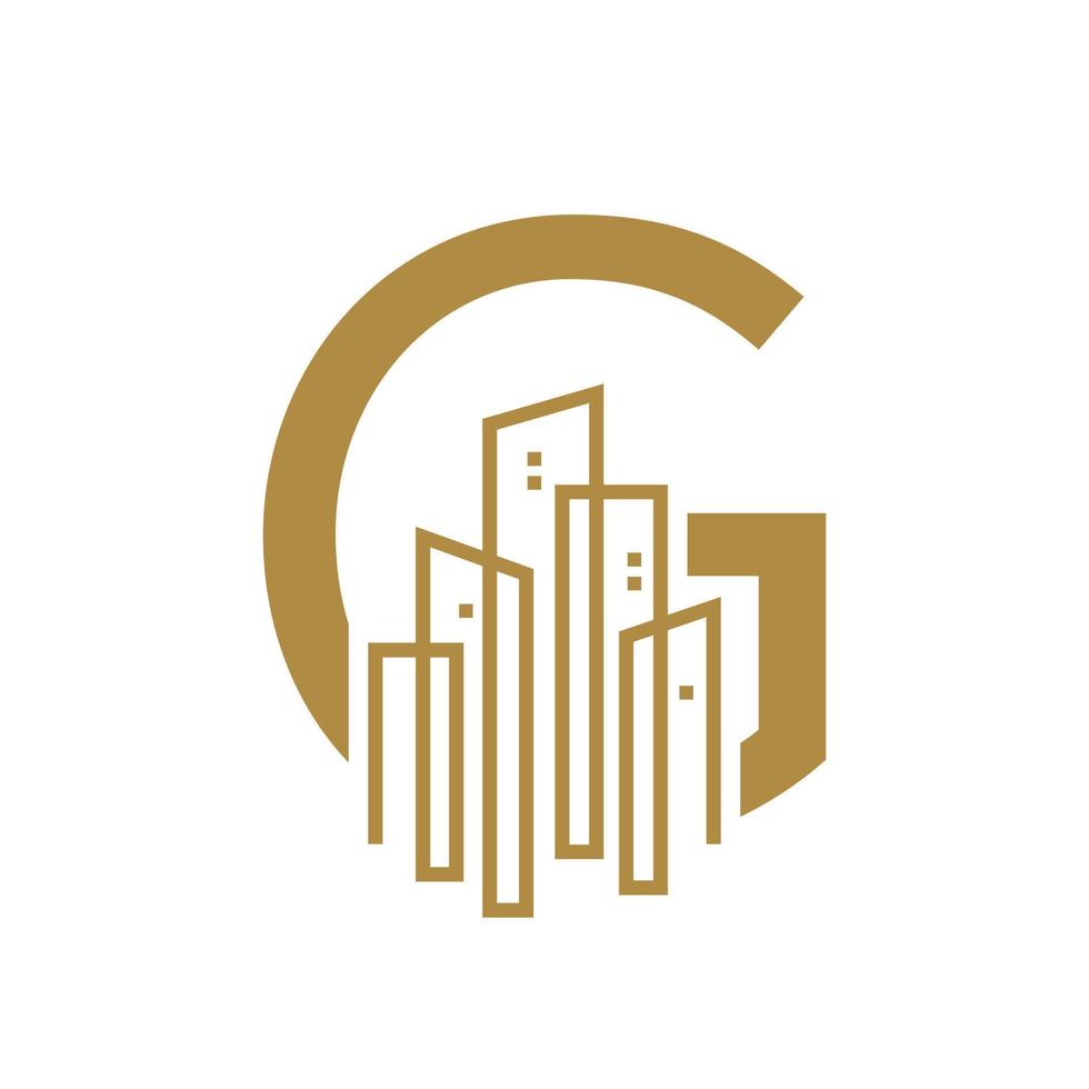 inicial g ouro cidade logotipo vetor