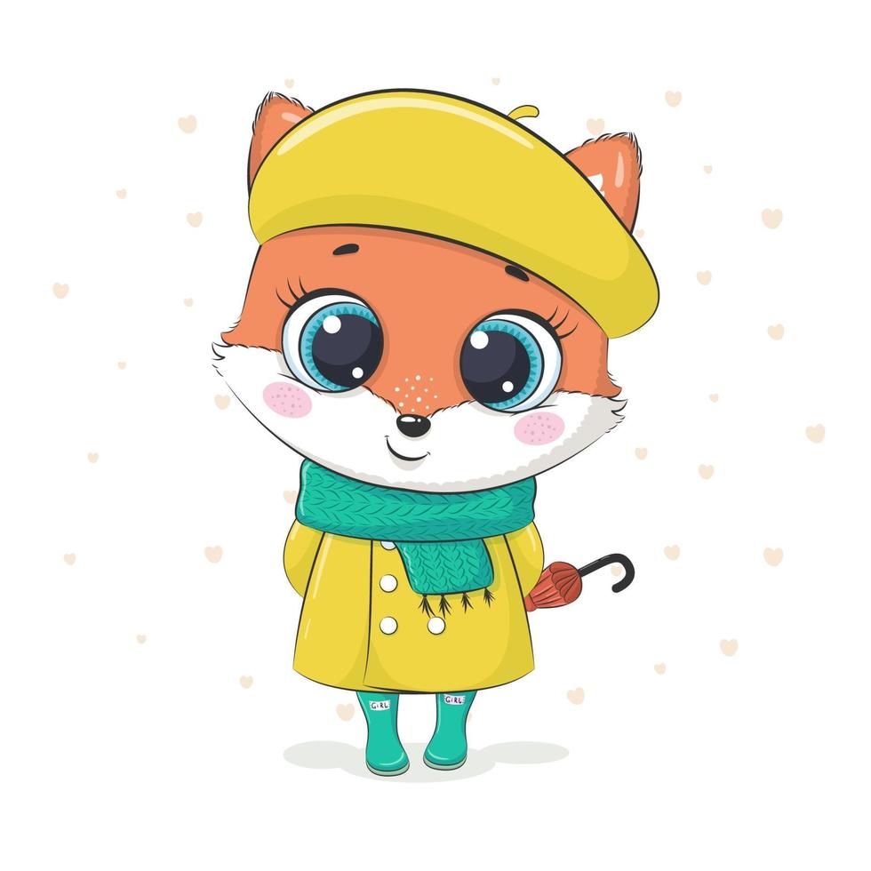 ilustração de raposa em um casaco e lenço vetor
