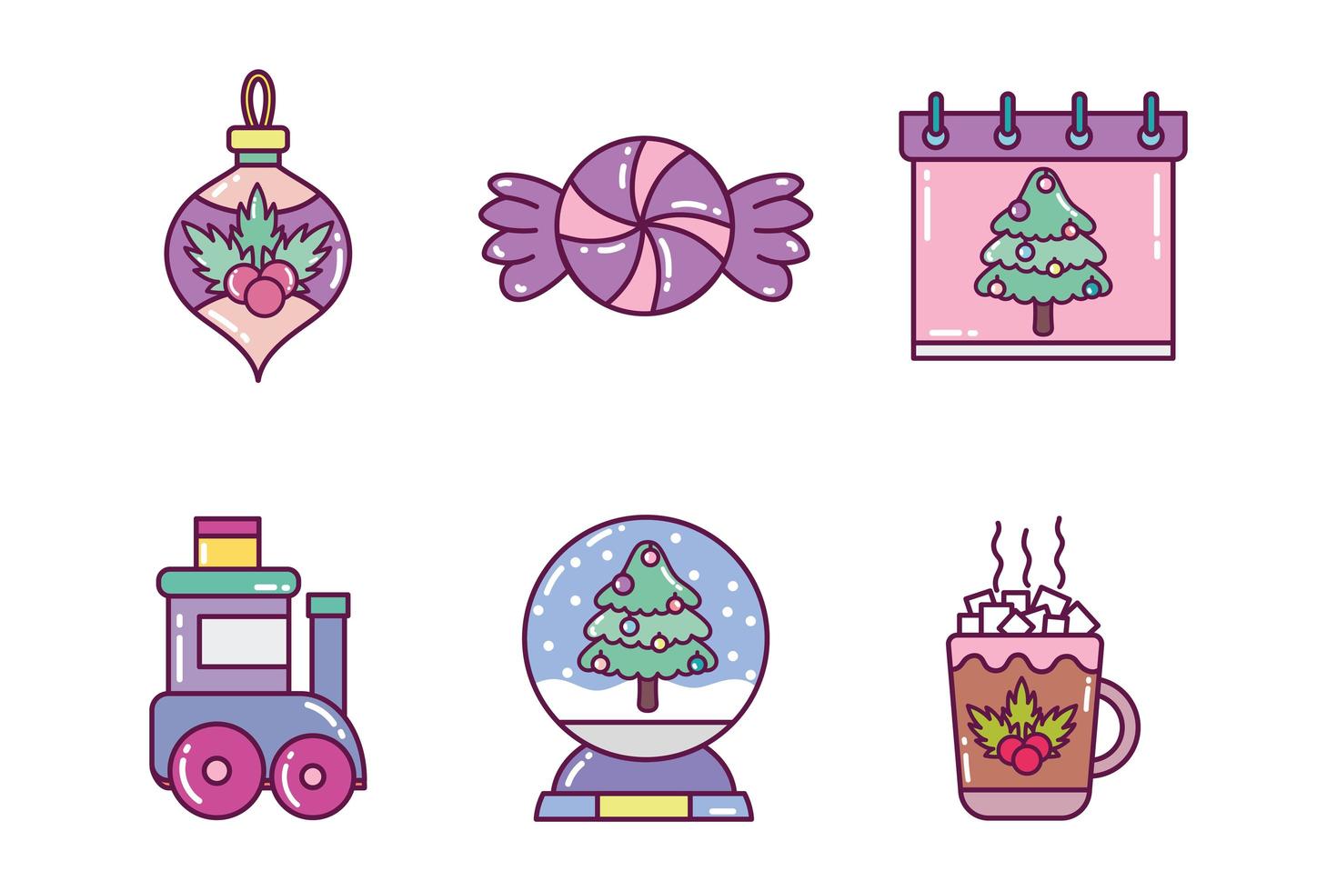 conjunto de ícones de feliz natal vetor