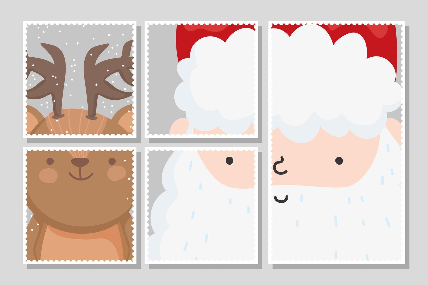 cartão de feliz natal com feliz papai noel e renas vetor