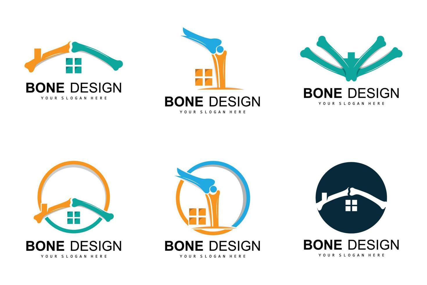logotipo do osso, vetor de cuidados com os ossos e medicina óssea, hospital, saúde