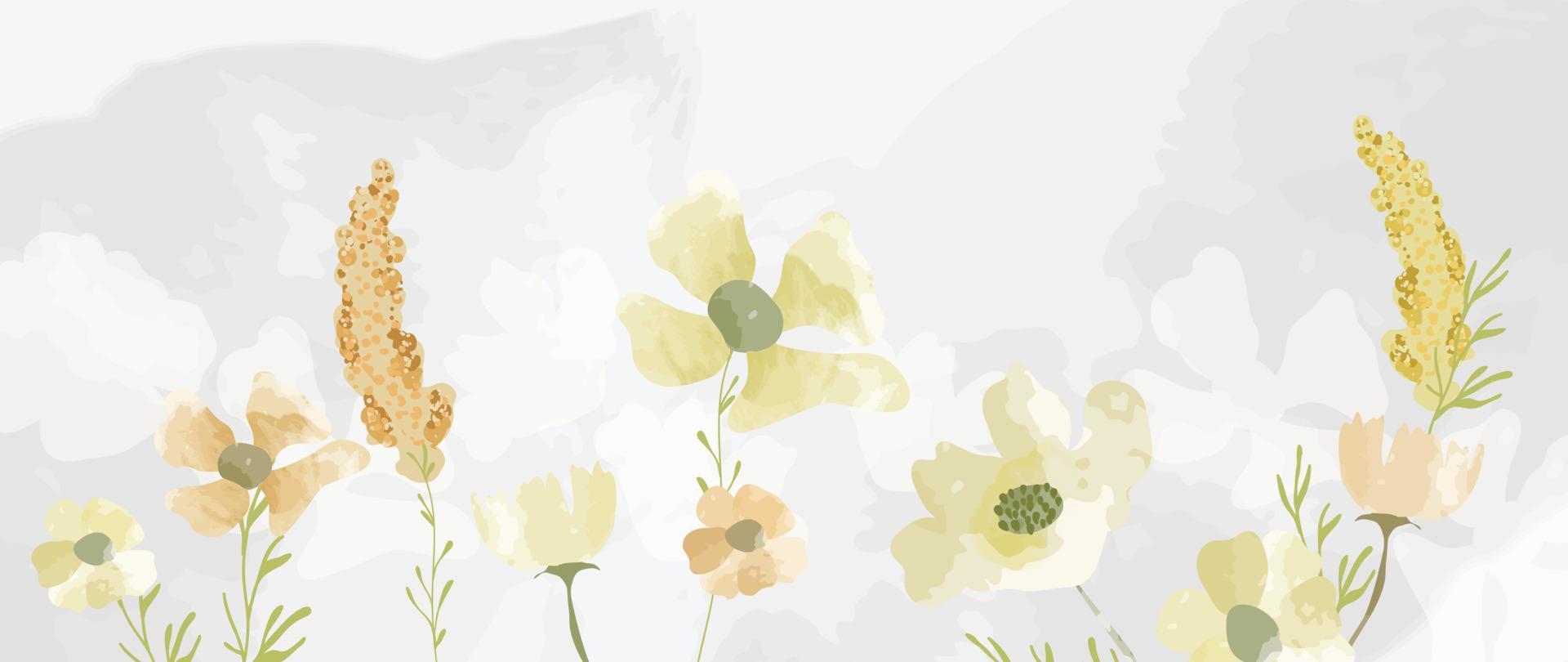 abstrato floral arte fundo vetor. mão pintado aguarela botânico Primavera flores silvestres textura fundo. arte Projeto ilustração para papel de parede, poster, bandeira cartão, imprimir, rede e embalagem vetor