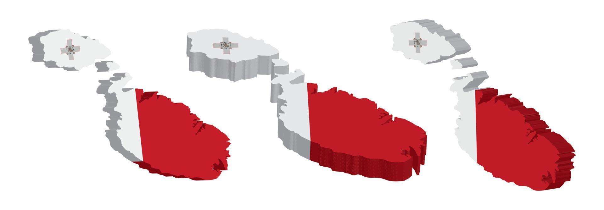 realista 3d mapa do Malta vetor Projeto modelo