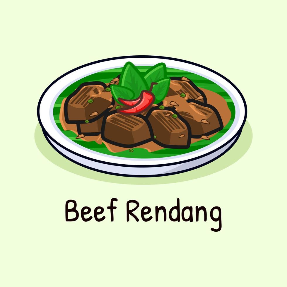 carne rendang popular Comida a partir de Padang Indonésia vetor desenho animado arte