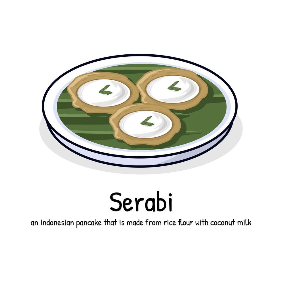 serabi bolo indonésio tradicional Comida fez a partir de arroz farinha baunilha açúcar Pandan coco leite vetor