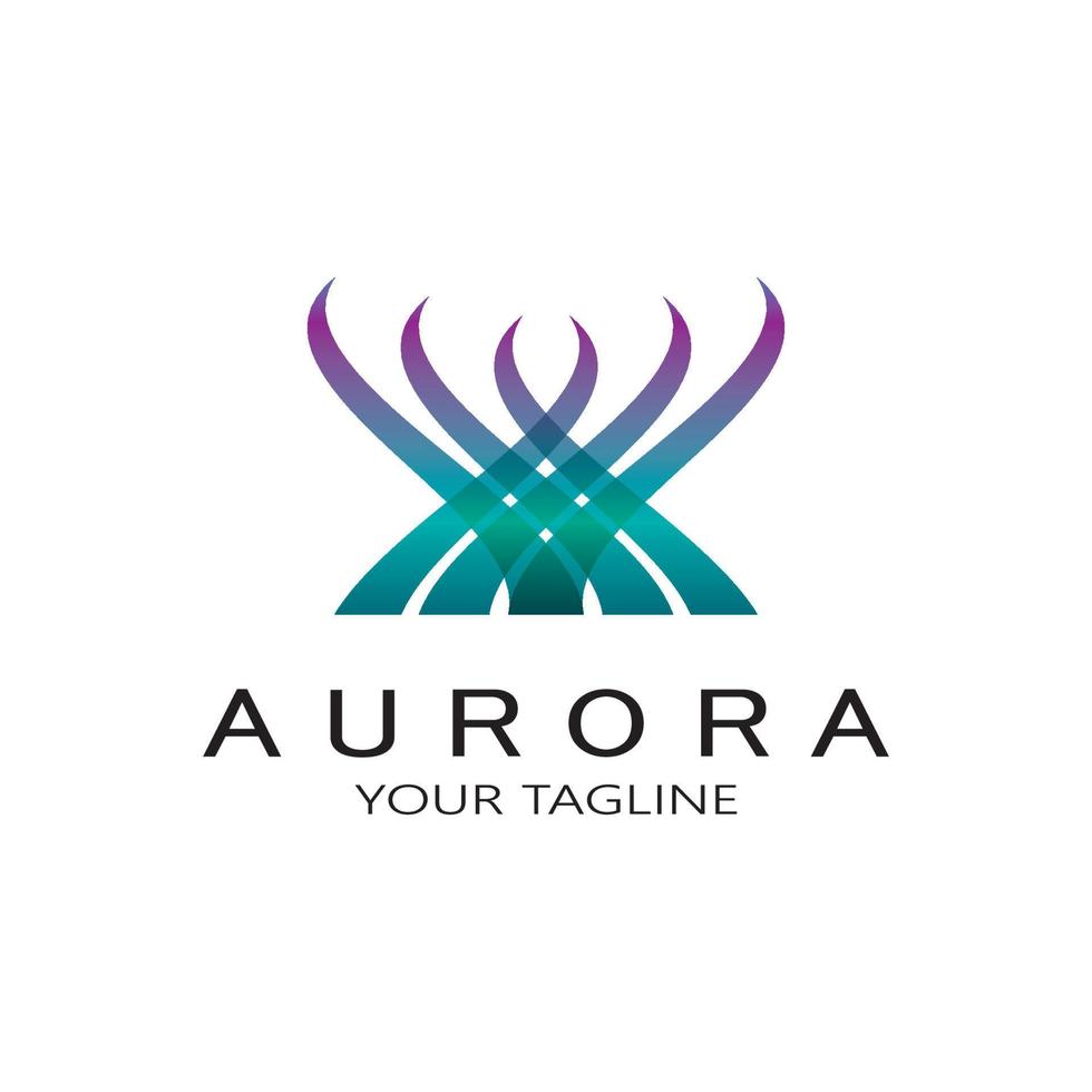 modelo de vetor de ilustração de ícone de design de logotipo aurora