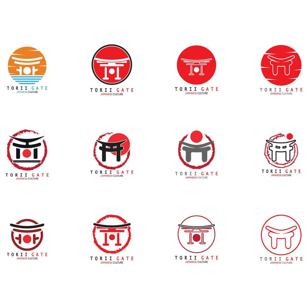 ícone de ilustração de logotipo simples de cultura tradicional japonesa de portão torii com conceito de vetor minimalista estético