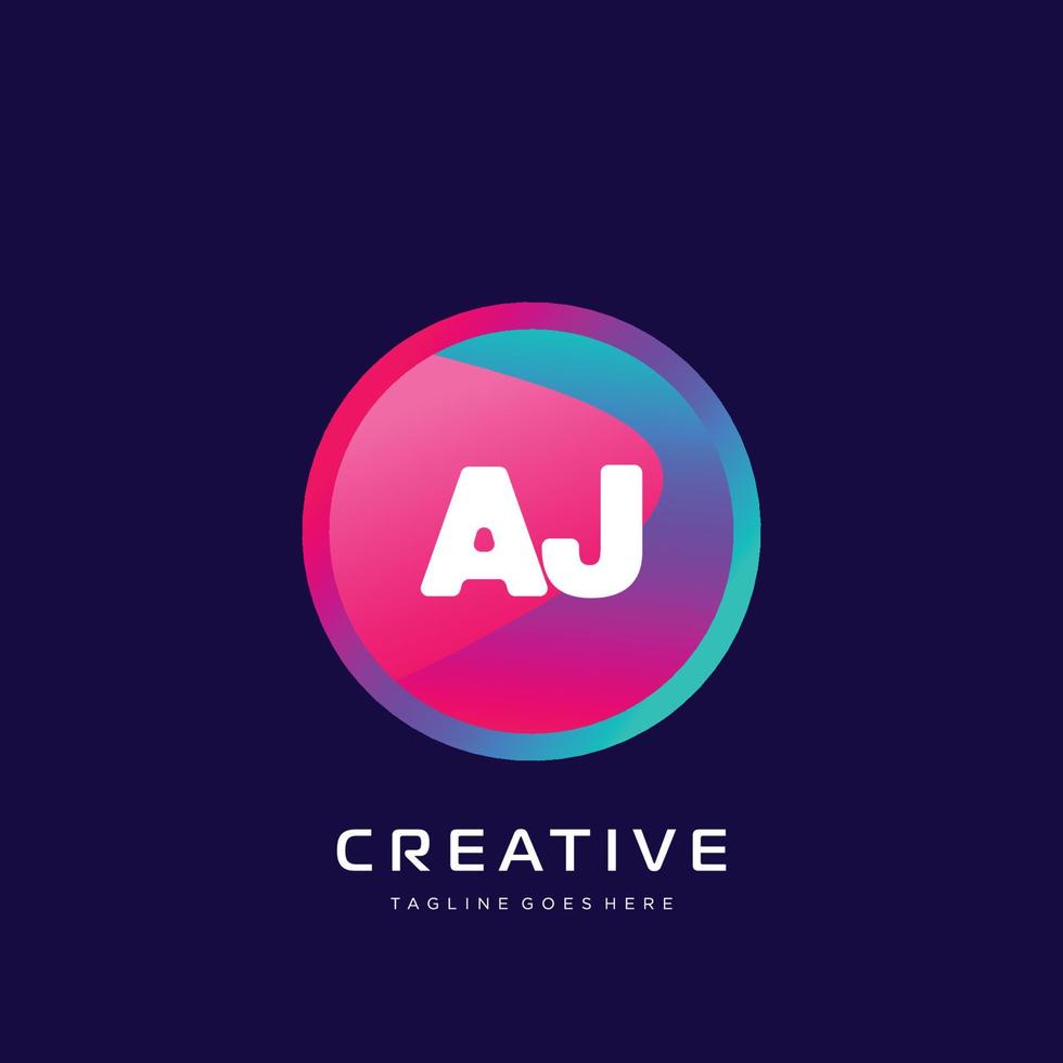 aj inicial logotipo com colorida modelo vetor. vetor