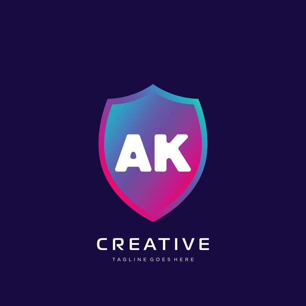 ak inicial logotipo com colorida modelo vetor. vetor