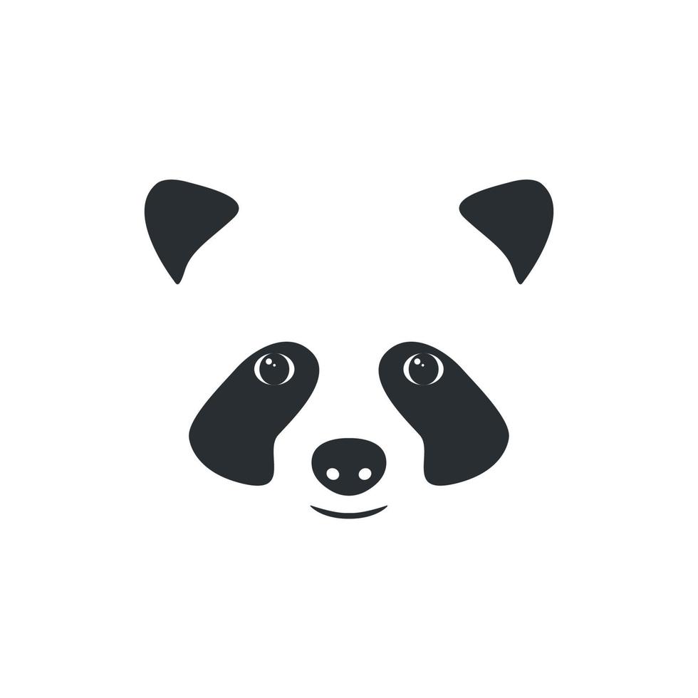 cabeça de panda do vetor. logo do pequeno panda, preto no branco. vetor