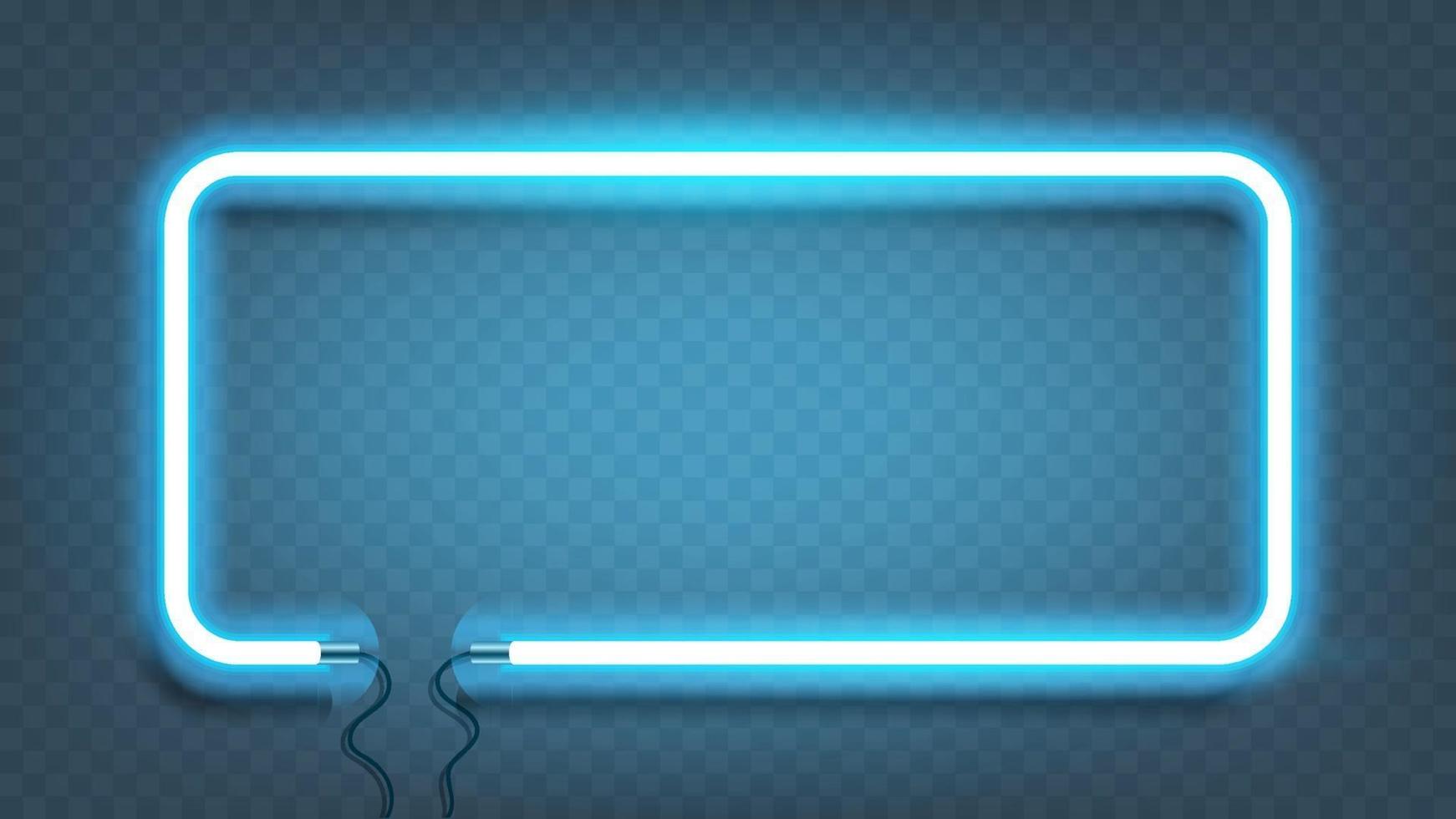 sinal de parede de lâmpada retângulo de néon isolado. vetor azul poder brilhante lâmpada banner, linha de luz ou quadro de néon para seu projeto.