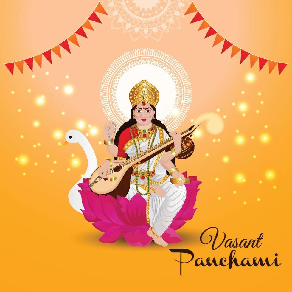 ilustração criativa da deusa saraswati feliz vasant panchami vetor