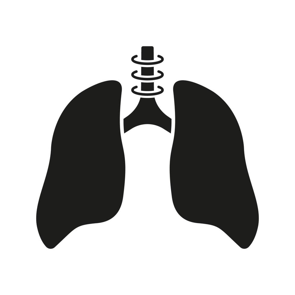 brônquios e traquéia respiração sistema pictograma. saudável bronquial respiratório interno órgão glifo ícone. humano pulmão silhueta ícone. pneumonia respiração doença. isolado vetor ilustração.