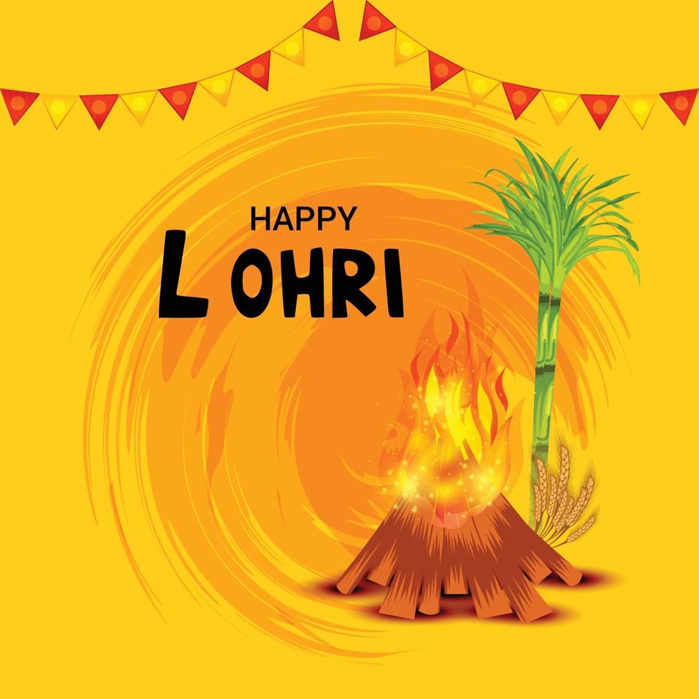 ilustração em vetor de um plano de fundo para o modelo de feriado feliz lohri para o festival de punjabi.